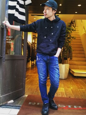 「McQ（マックキュー）のアイテム」を使った、shinyaさん（メンズ・174cm）の冬コーディネート