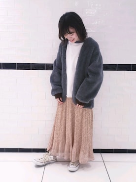 「flower（フラワー）のアイテム」を使った、sakiiiさん（レディース・151cm）の冬コーディネート