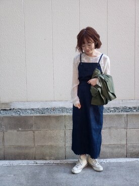 「CONVERSE（コンバース）のCONVERSE ALL STAR　ハイカットスニーカー（スニーカー）」を使った、sakiiiさん（レディース・151cm）の冬コーディネート