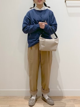 「メンズライクコーデ」｜「アイテム（モカシン/デッキシューズ）」を使った、ミカさん（レディース・160cm）の冬コーディネート
