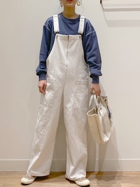 「メンズライクコーデ」｜「アイテム（オールインワン・サロペット）」を使った、ミカさん（レディース・160cm）の冬コーディネート