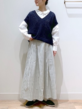 「アップヘア」｜ミカさん（レディース・161cm）の夏コーディネート