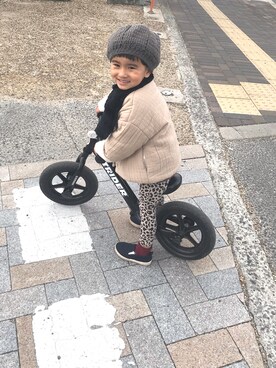「ストライダー」｜「アイテム（ノーカラージャケット）」を使った、It's a boy& girl!!さん（キッズ・90cm）の冬コーディネート