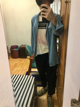 「PULL&BEAR（プルアンドベア）のアイテム（Tシャツ/カットソー）」を使った、Ph  Cさん（メンズ・171cm）の春コーディネート