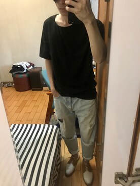 「PULL&BEAR（プルアンドベア）のアイテム（Tシャツ/カットソー）」を使った、Ph  Cさん（メンズ・171cm）の夏コーディネート