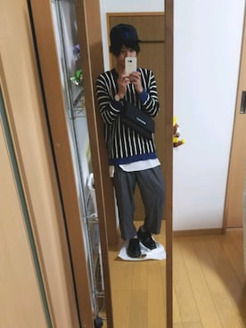「AIVER（アイバー）のアイテム（スラックス）」を使った、kokkyさん（メンズ・161cm）の秋コーディネート