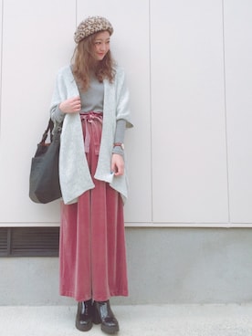 「EGOIST（エゴイスト）のアイテム（ハンチング/ベレー帽）」を使った、高千 真穂さん（レディース・165cm）の冬コーディネート