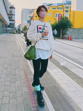 「SON OF THE CHEESE（サノバチーズ）のアイテム」を使った、高千 真穂さん（レディース・165cm）の冬コーディネート