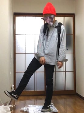 「赤ニット帽」｜ちゃうか✂️さん（メンズ・168cm）の春コーディネート