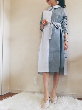 「osharewalker（オシャレウォーカー）のアイテム（シャツワンピース）」を使った、ricomiyamotoさん（レディース・148cm）の春コーディネート