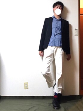 「８(eight)（エイト）のアイテム（テーラードジャケット）」を使った、FUJIさん（メンズ・182cm）の春コーディネート