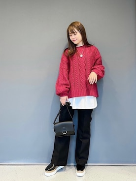 「PAGEBOY（ページボーイ）のハクミニショルダーBAG（ショルダーバッグ）」を使った、みはさん（レディース・155cm）の冬コーディネート