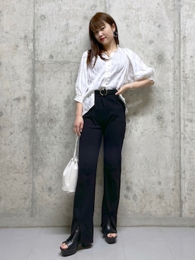 「PAGEBOY（ページボーイ）のリングベルト（ベルト）」を使った、みはさん（レディース・155cm）の春コーディネート