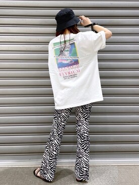 「PBLIM（ページボーイリム）のPAGEBOYLIM/ロゴ刺繍バケットハット2（ハット）」を使った、みはさん（レディース・155cm・20代）の春コーディネート