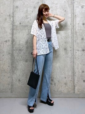 「PAGEBOY（ページボーイ）のリングベルト（ベルト）」を使った、みはさん（レディース・155cm）の春コーディネート