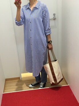 「IENA（イエナ）のアイテム（シャツワンピース）」を使った、hamさん（レディース・164cm）の夏コーディネート