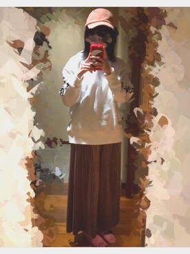 「GU（ジーユー）のアイテム（パーカー、ホワイト系）」を使った、irisさん（レディース・154cm）の冬コーディネート