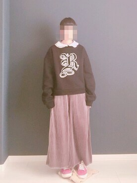 「BUBBLES（バブルス）のアイテム（スウェット）」を使った、irisさん（レディース・154cm）の冬コーディネート