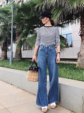 「休闲」｜「アイテム（キャスケット）」を使った、Jessie.Lさん（レディース・170cm）の夏コーディネート