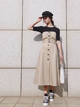 「休闲」｜「アイテム（キャスケット）」を使った、Jessie.Lさん（レディース・170cm）の夏コーディネート