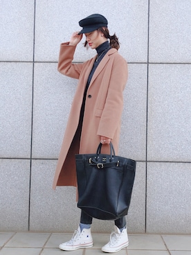 「Levi's」｜「アイテム（チェスターコート）」を使った、Jessie.Lさん（レディース・170cm）の冬コーディネート