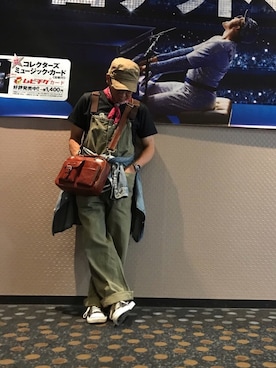 「ワークキャップ」｜「アイテム（オールインワン・サロペット）」を使った、サダさん（メンズ・168cm）の夏コーディネート