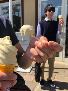「アイスクリーム」｜「アイテム（スリッポン）」を使った、えむ。さん（メンズ・175cm）の冬コーディネート