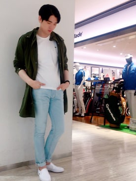「ラコステ」｜「アイテム（スリッポン）」を使った、Inoさん（メンズ・188cm）の春コーディネート