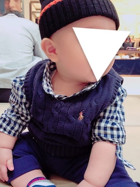 「DOUBLE_B（ダブルビー）のアイテム（帽子）」を使った、Reさん（キッズ・70cm）の秋コーディネート