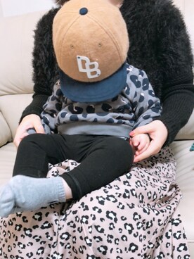 「DOUBLE_B（ダブルビー）のアイテム（帽子）」を使った、Reさん（キッズ・70cm）の秋コーディネート