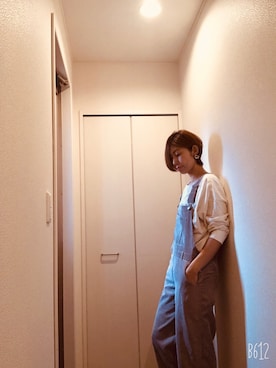 「キャンプスタイル」｜「アイテム（オールインワン・サロペット）」を使った、Miki さん（レディース・163cm）の春コーディネート