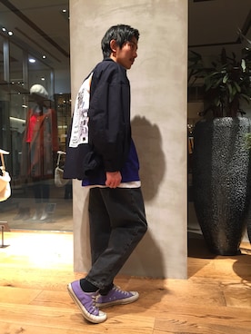 「Jieda（ジエダ）のOVER SWINGTOP（ブルゾン、ブルー系）」を使った、Shouya Kitayamaさん（メンズ・171cm）の冬コーディネート