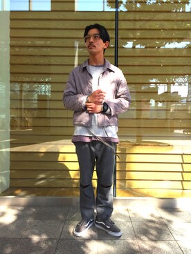 「BuddyOptical（バディーオプティカル）のアイテム（メガネ、その他）」を使った、Shouya Kitayamaさん（メンズ・171cm）の冬コーディネート