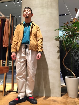 「BEAUTY&YOUTH UNITED ARROWS（ビューティーアンドユースユナイテッドアローズ）のBY フェイク スエード ブルゾン（ブルゾン、ベージュ系）」を使った、Shouya Kitayamaさん（メンズ・171cm）の冬コーディネート