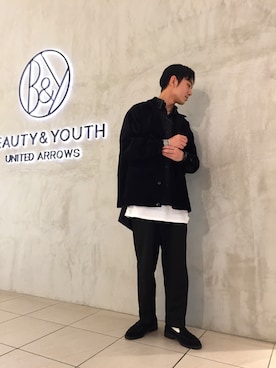 「MONKEY TIME（モンキータイム）の＜monkey time＞ 8W CORD CPO SHIRT/コーデュロイシャツ（シャツ/ブラウス、ブラック系）」を使った、Shouya Kitayamaさん（メンズ・171cm）の夏コーディネート