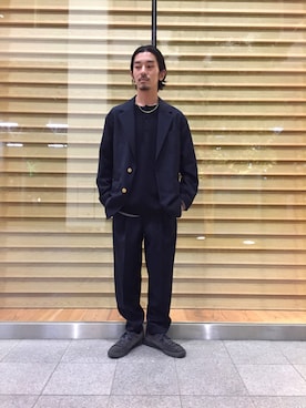 「BEAUTY&YOUTH UNITED ARROWS（ビューティーアンドユースユナイテッドアローズ）のBY TW ルーズ ブレザー（テーラードジャケット、ブルー系）」を使った、Shouya Kitayamaさん（メンズ・171cm）の春コーディネート