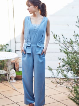 「アイテム（つなぎ/オールインワン）」を使った、Cherie Monaさん（レディース・158cm）の夏コーディネート