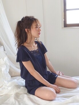 「アイテム（ルームウェア）」を使った、Cherie Monaさん（レディース・158cm）の夏コーディネート