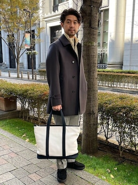 「SHIPS（シップス）のアイテム（ステンカラーコート）」を使った、佐藤さん（メンズ・173cm）の冬コーディネート