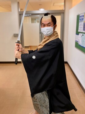 「kimono（キモノ）のアイテム」を使った、新村 浩明さん（メンズ・167cm）の秋コーディネート