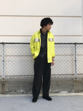 「ISSEY MIYAKE（イッセイミヤケ）のアイテム（パンツ）」を使った、壮さん（メンズ・178cm）の秋コーディネート