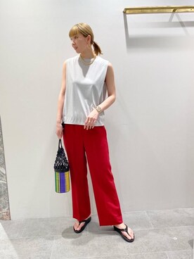 「EleSac（エルサック）の＜ELESAC（エルサック）＞PESCA ハンドバッグ◆（ハンドバッグ）」を使った、福永 真希さん（レディース・167cm）の春コーディネート