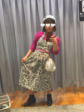 「原宿」｜「アイテム（ハンチング/ベレー帽）」を使った、みくさん（レディース・155cm）の春コーディネート