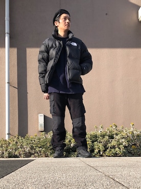 「リブニット」｜「アイテム（ハンチング/ベレー帽）」を使った、YMNさん（メンズ・175cm）の冬コーディネート
