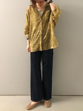 「マーブルシャツ」｜めぐさん（レディース・167cm）の夏コーディネート