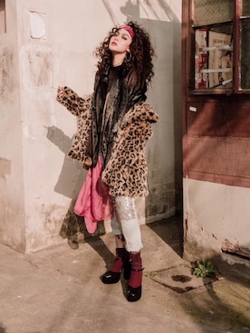 「H&M（エイチ・アンド・エム）のアイテム（ピーコート）」を使った、樂藍达さん（レディース・173cm）の春コーディネート