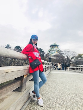 「SuperDry（スーパードライ）のアイテム（帽子）」を使った、LIUさん（レディース・166cm）の春コーディネート