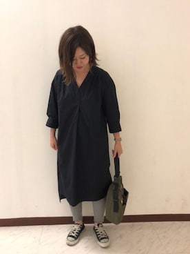 「Green　Parks（グリーンパークス）のアイテム（レギンス/スパッツ）」を使った、yurioneさん（レディース・154cm）の秋コーディネート