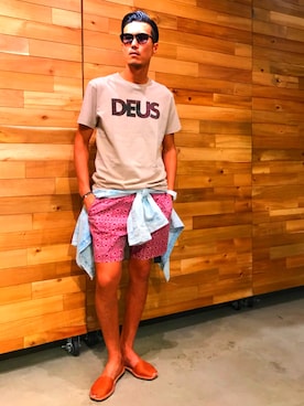 「DEUS EX MACHINA（デウスエクスマキナ）のアイテム（パンツ）」を使った、_tsubasa_yさん（メンズ・181cm）の夏コーディネート