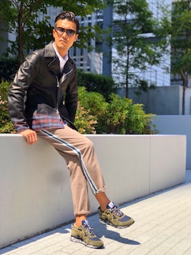 「Safari」｜「アイテム（ライダースジャケット）」を使った、_tsubasa_yさん（メンズ・181cm）の夏コーディネート